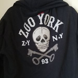 Zoo York zip up hoodie size L with skull on back